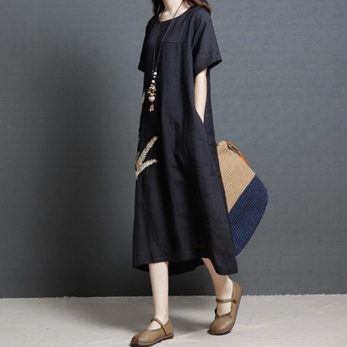 summer cotton short sleeve dresses